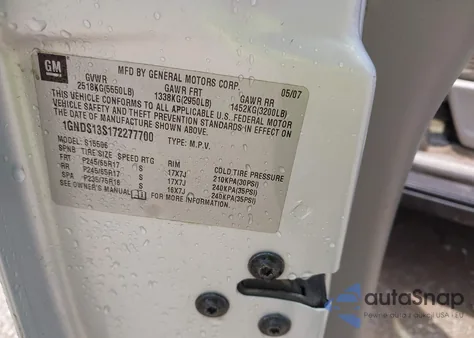 2007 Chevrolet Trailblazer Ls из США, поврежденный, VIN 1GNDS13S172277700